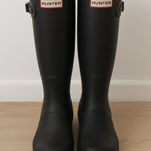 Original Hunter Matte Black Tall Rain Boots Size 8